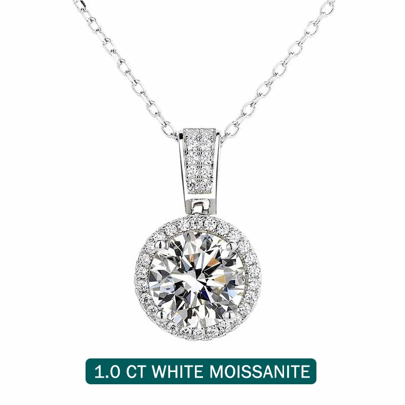 Knobspin 925 Sterling Silver Moissanite Necklace With GRA Certificate
