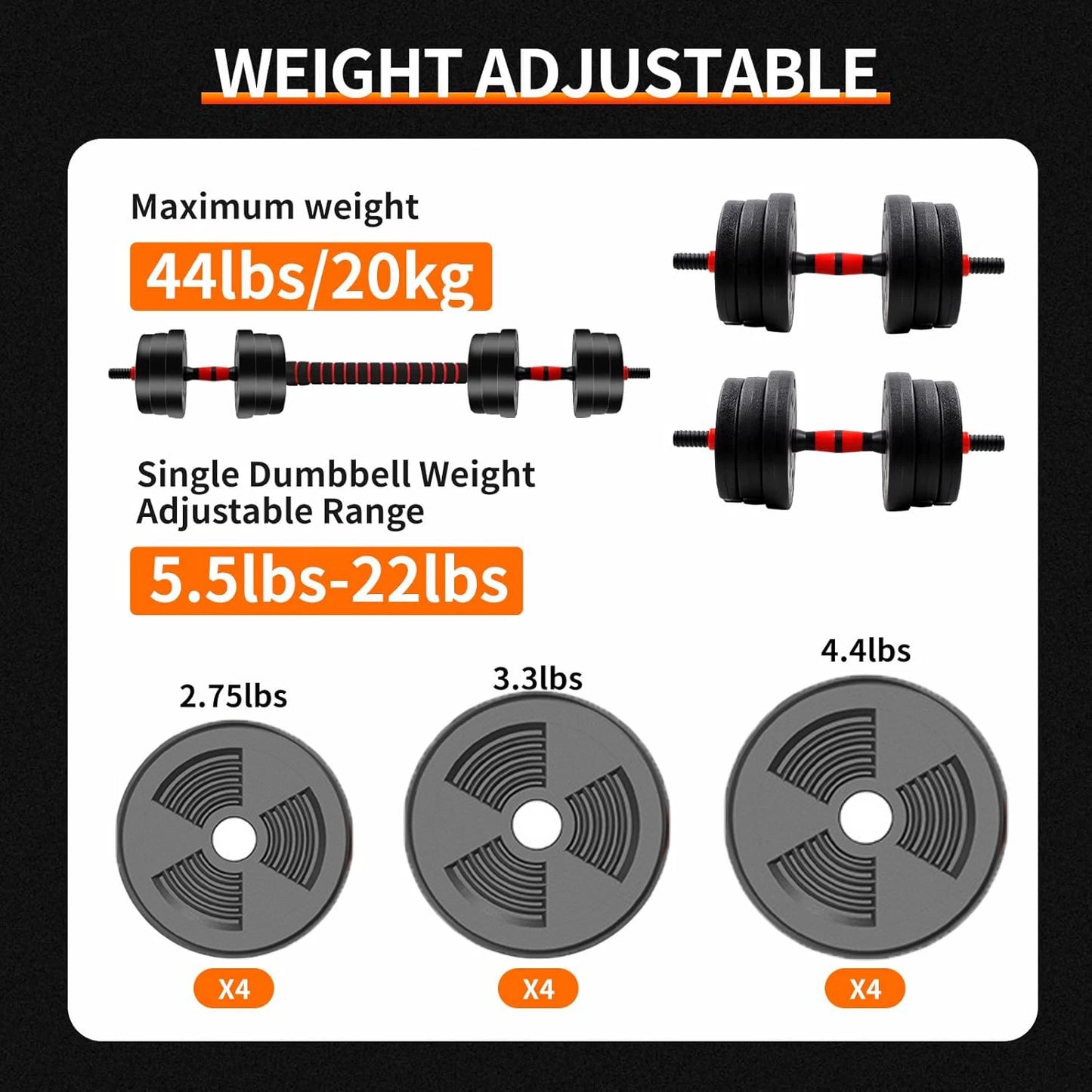 Adjustable Dumbbell And Barbell Set With Anti Sl