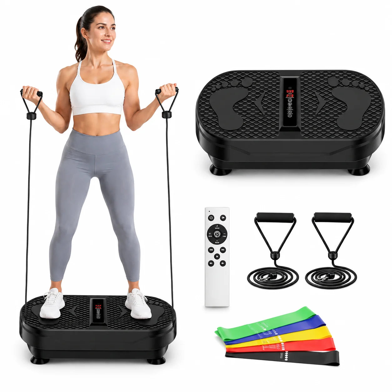 Whole Body Vibration Exercise Platform With Remote And Bands