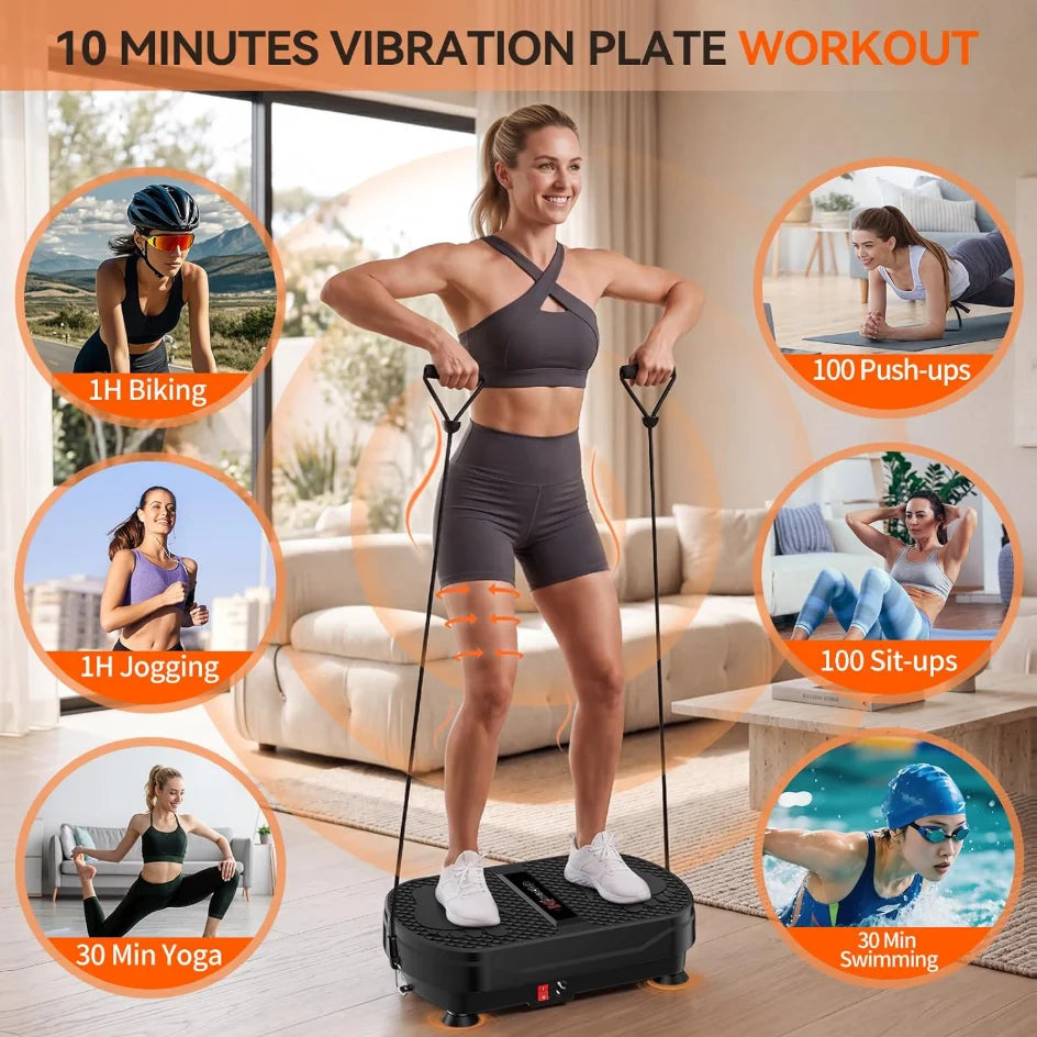 Whole Body Vibration Plate Fitness Machine With Remote And Bands