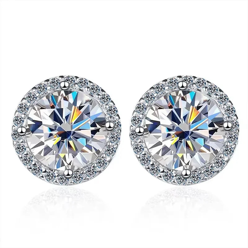 Knobspin Moissanite Stud Earrings GRA Certified Sterling Silver Plated