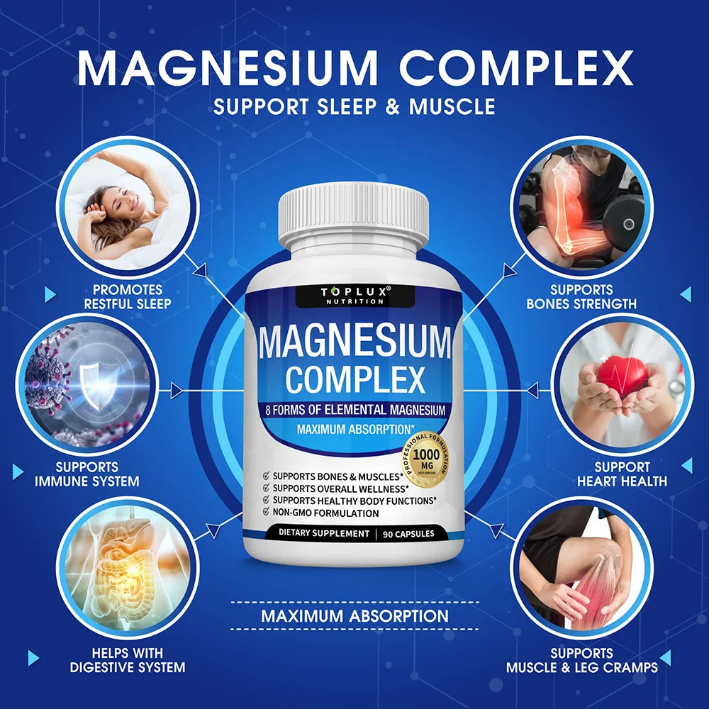 LISM Magnesium Complex 1000MG Supplement For Sleep Stress Relief