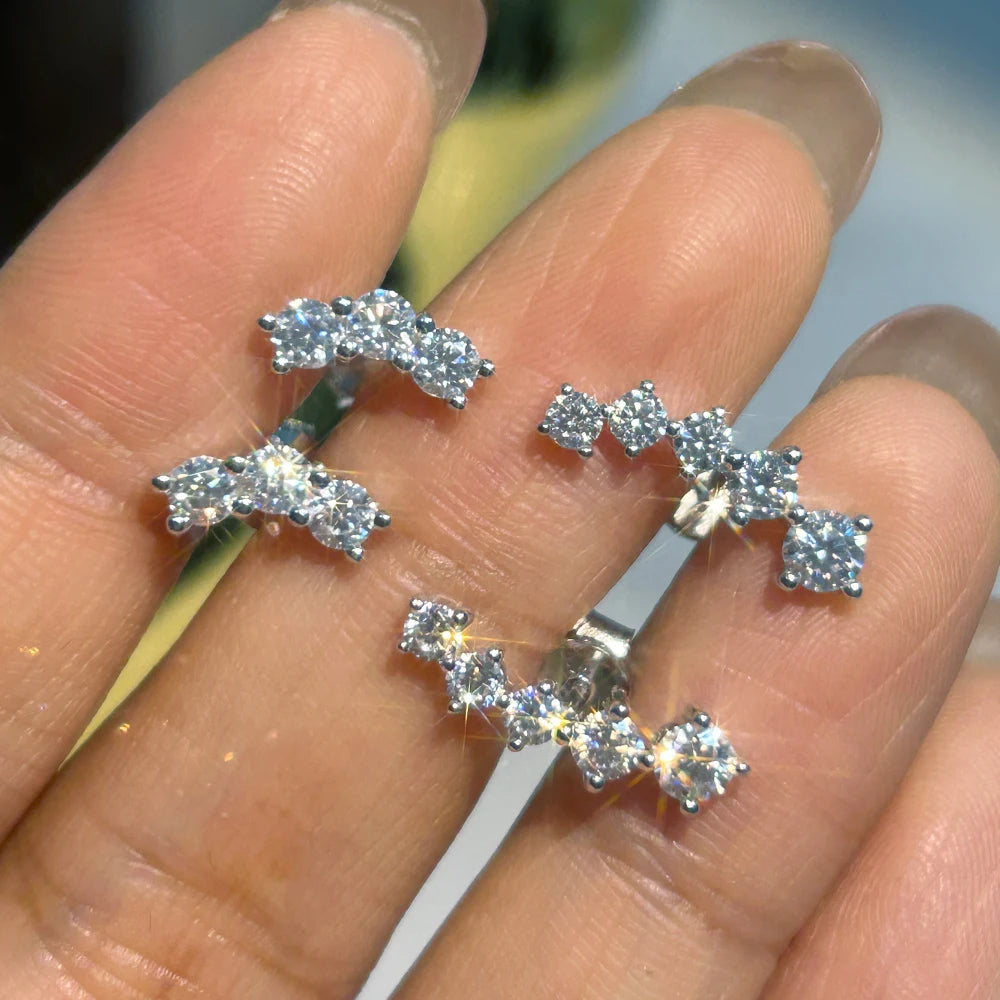 Houtros Moissanite Diamond Stud Earrings GRA Certified 925 Sterling Silver