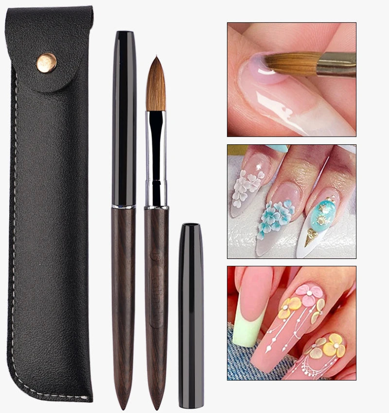 Kolinsky Acrylic Nail Brush With Wooden Handle For Gel Carving