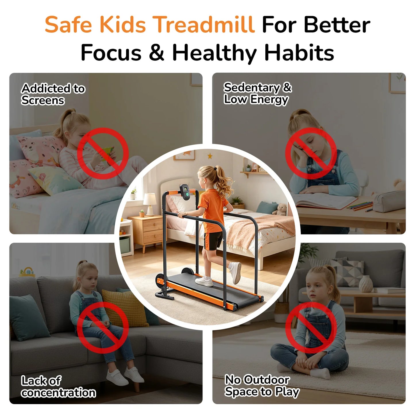 Akluer Kids Non-Electric Self Propelled Walking Pad Treadmill