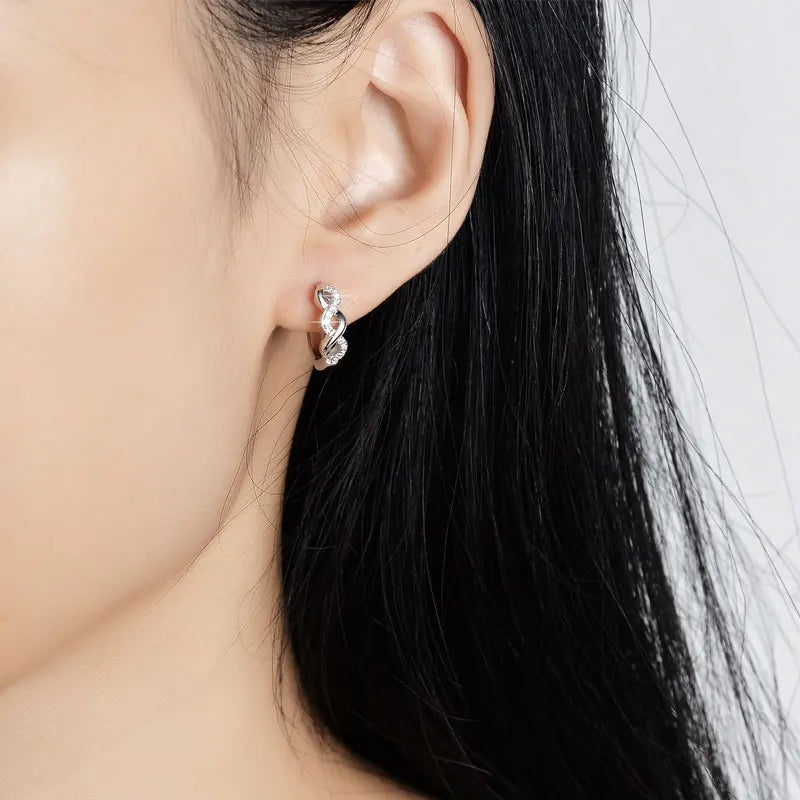 Knobspin GRA Moissanite Hoop Earrings S925 Silver Plated
