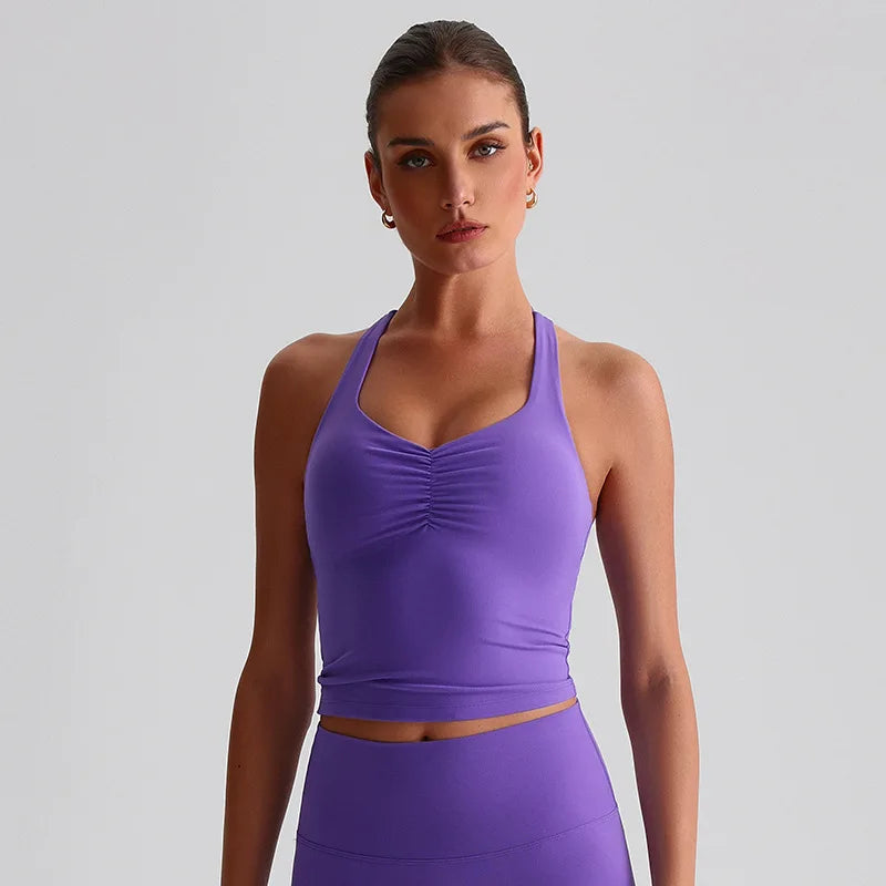 Women Cross Back Sports Bra High Impact Gym Yoga Vest Chest Pad