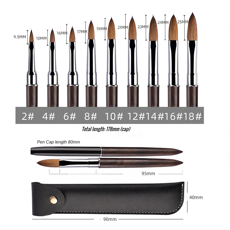 Kolinsky Acrylic Nail Brush With Wooden Handle For Gel Carving