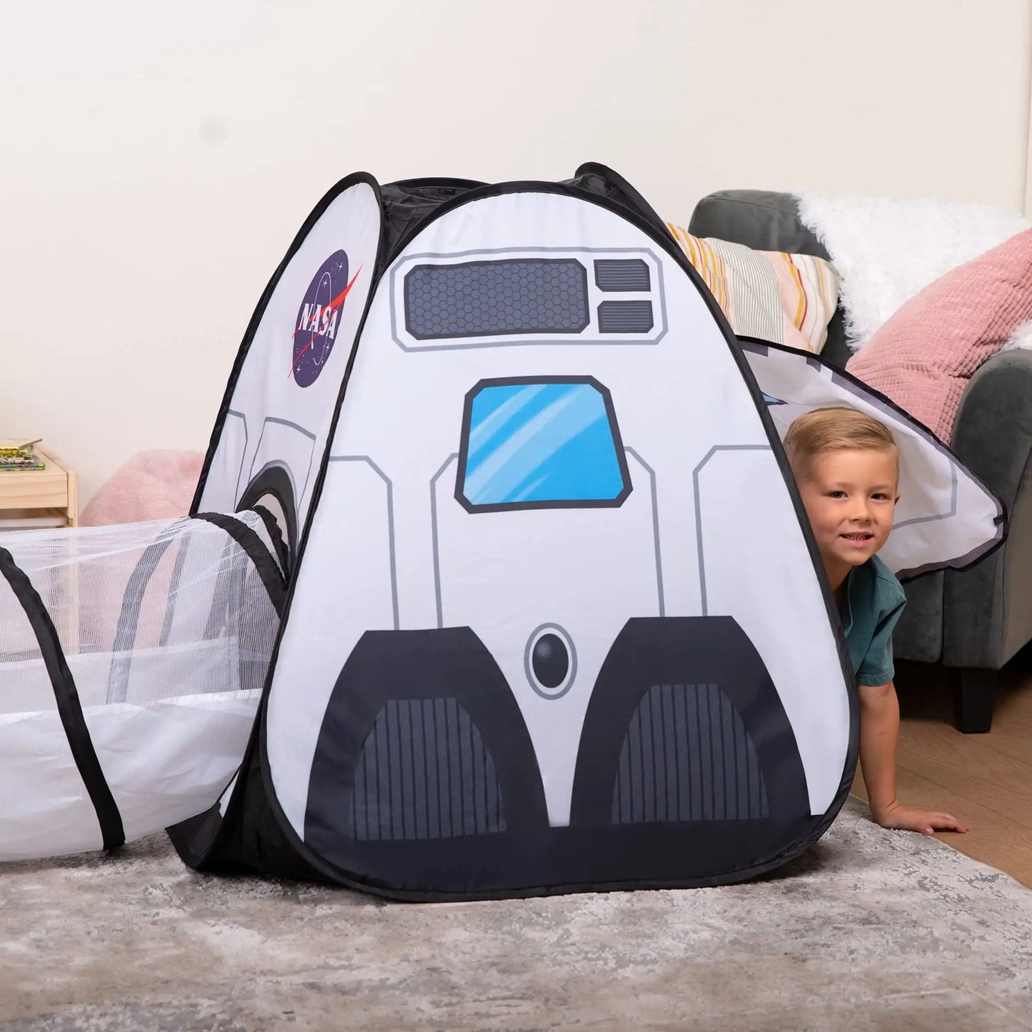 Joyfy Rocket Ship Play Tent Set With Tunnel 3 Piece For Kids