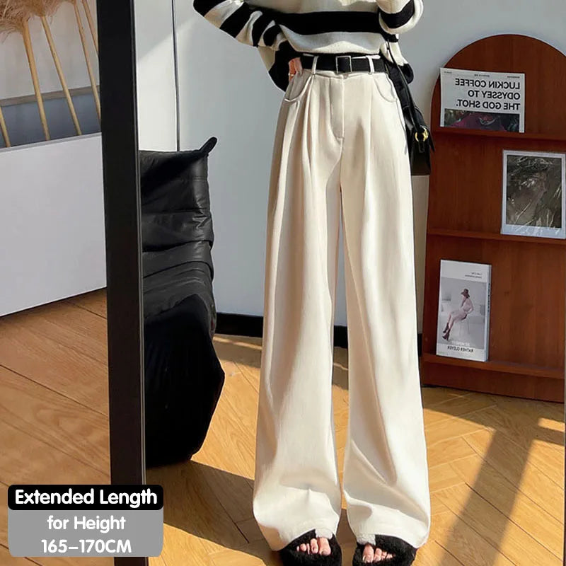 KUYING Womens Corduroy High Waist Wide Leg Pants Autumn Winter
