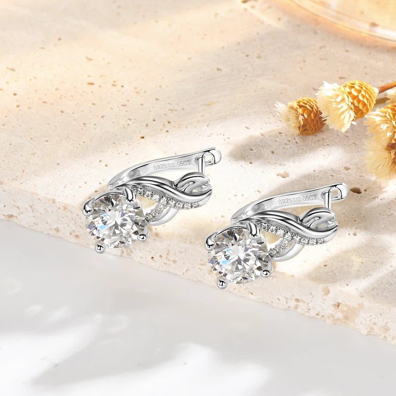 IOGOU Moissanite Jewelry Set Infinity Pendant Necklace Earrings