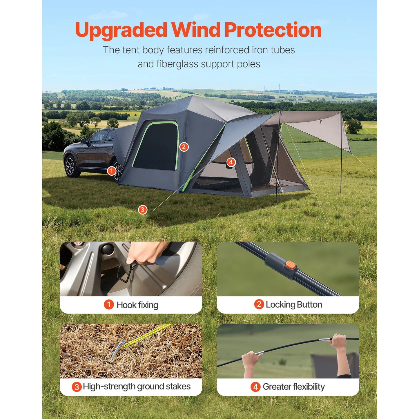 SucceBuy SUV Tent for Camping Waterproof Double Layer Shade Awning