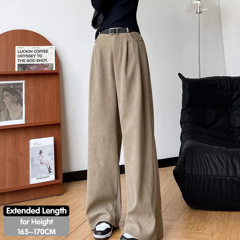 KUYING Womens Corduroy High Waist Wide Leg Pants Autumn Winter