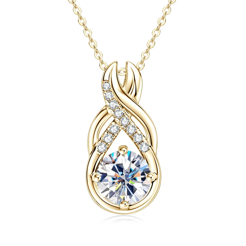 IOGOU Moissanite Jewelry Set Infinity Pendant Necklace Earrings