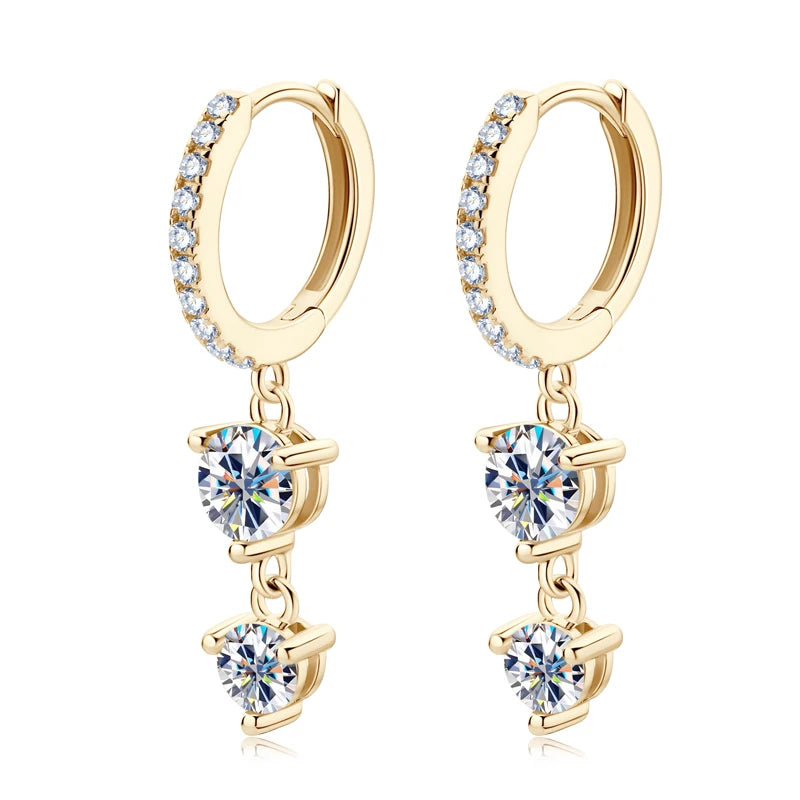 Anziw Moissanite Tassel Earrings 925 Sterling Silver Hoop Dangle Jewelry