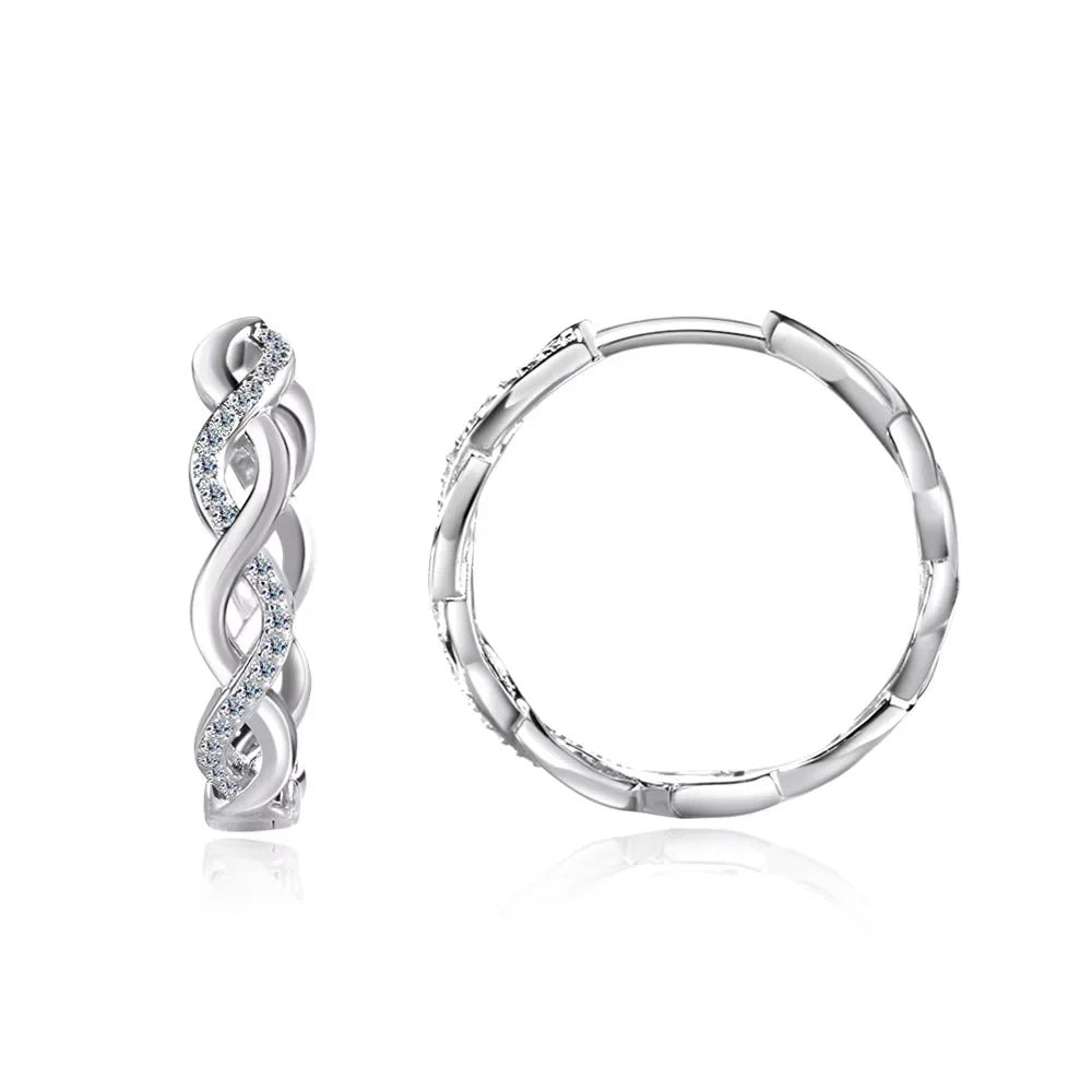 Knobspin GRA Moissanite Hoop Earrings S925 Silver Plated