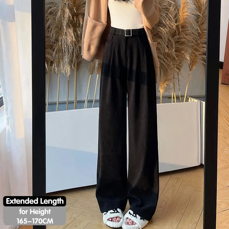 KUYING Womens Corduroy High Waist Wide Leg Pants Autumn Winter
