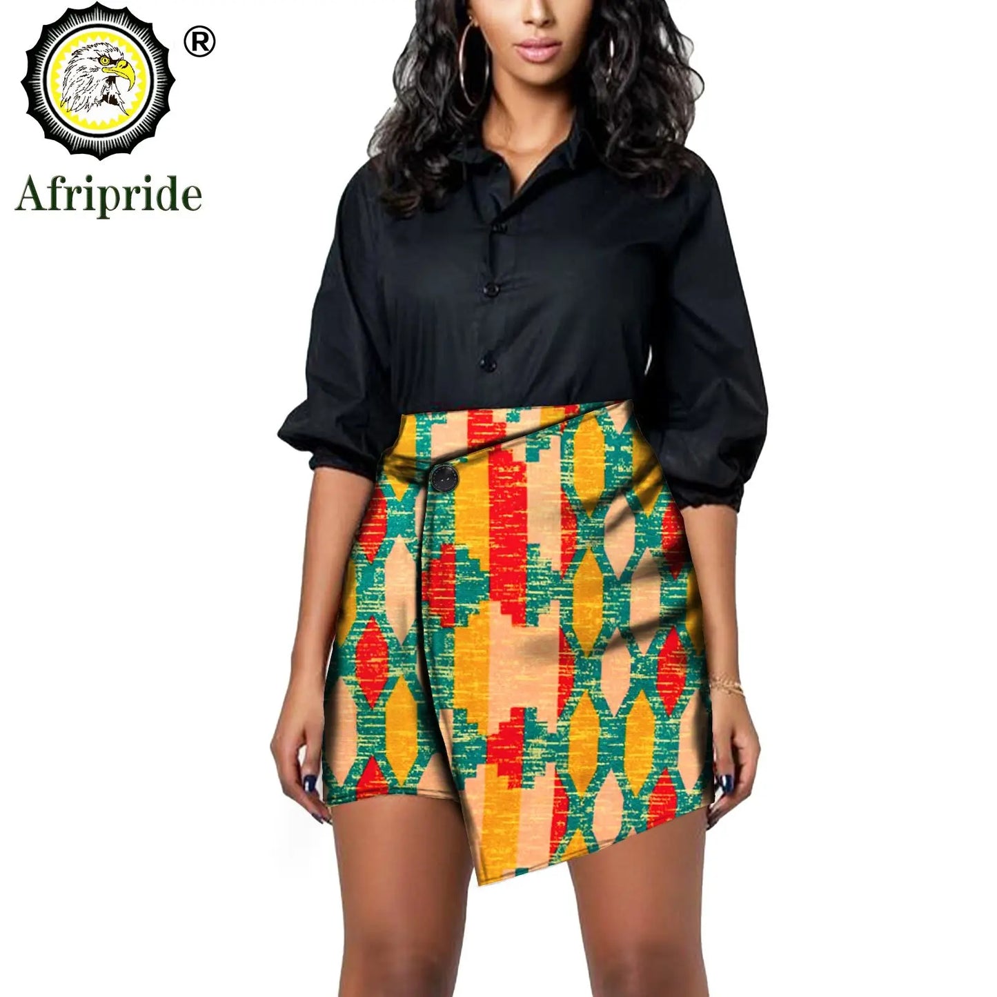 Afripride Women African Print Batik Ruffle Mini Skirt