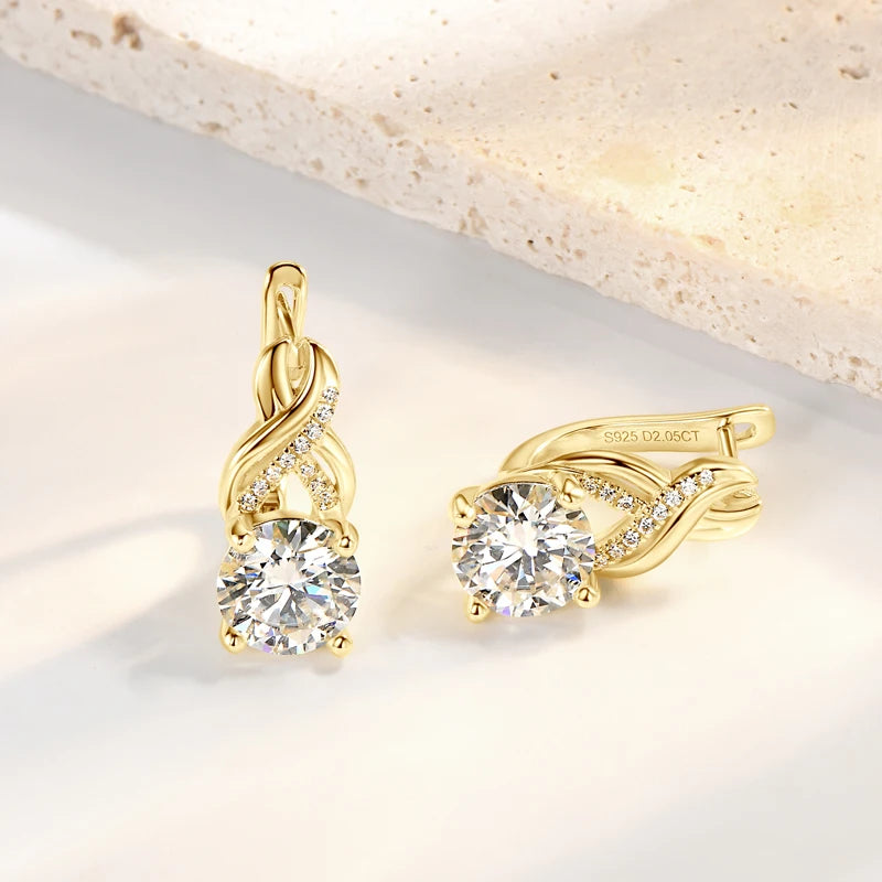 IOGOU Moissanite Jewelry Set Infinity Pendant Necklace Earrings