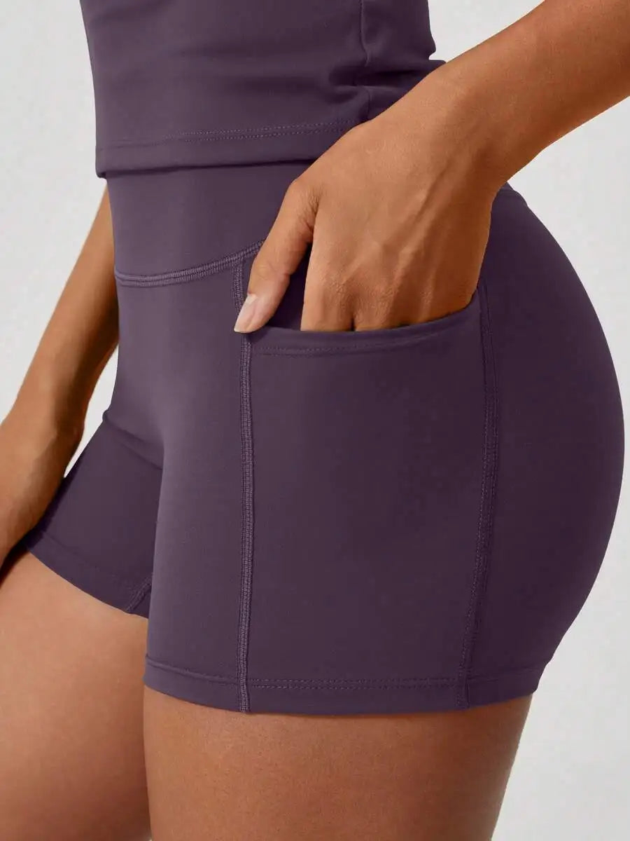 Women's High Waist Tummy Control Short Sleeve Sports Set