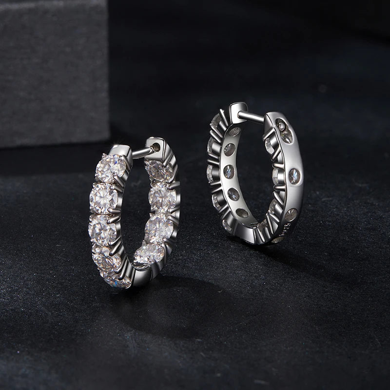 BAMOER U Moissanite Hoop Earrings 925 Sterling Silver