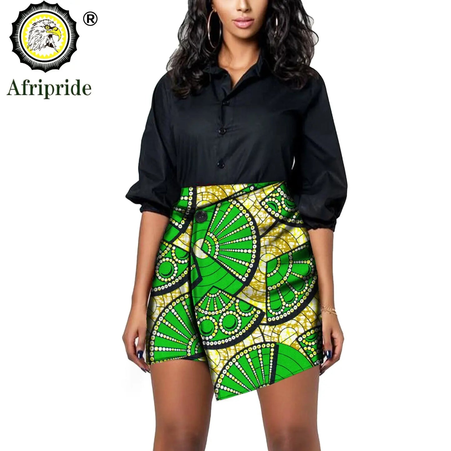 Afripride Women African Print Batik Ruffle Mini Skirt