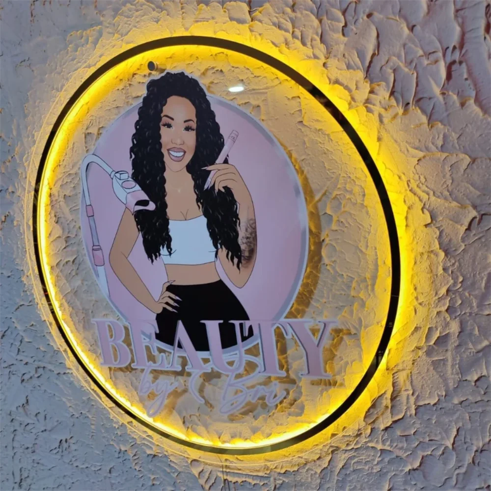 Custom LED Acrylic Neon Signage For Logo Printing For Salons And Offices