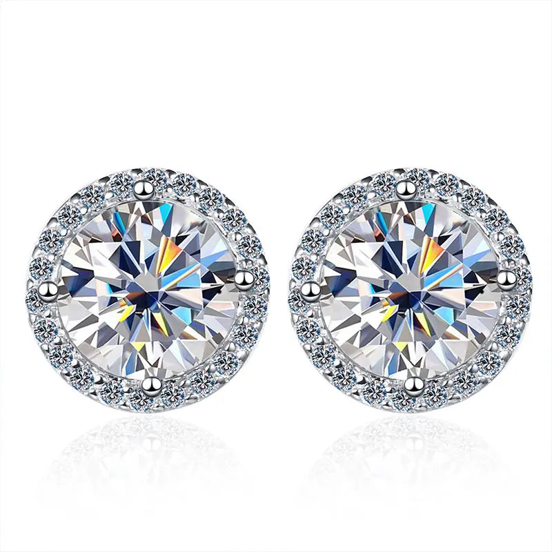 Knobspin Moissanite Stud Earrings GRA Certified Sterling Silver Plated