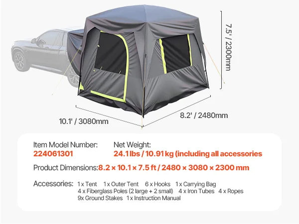 SucceBuy SUV Tent for Camping Waterproof Double Layer Shade Awning