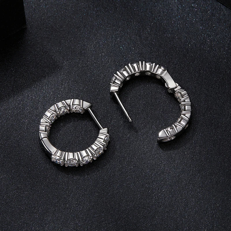 BAMOER U Moissanite Hoop Earrings 925 Sterling Silver