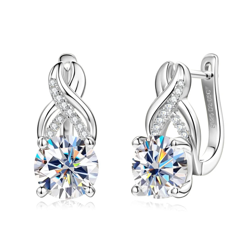 IOGOU Moissanite Jewelry Set Infinity Pendant Necklace Earrings