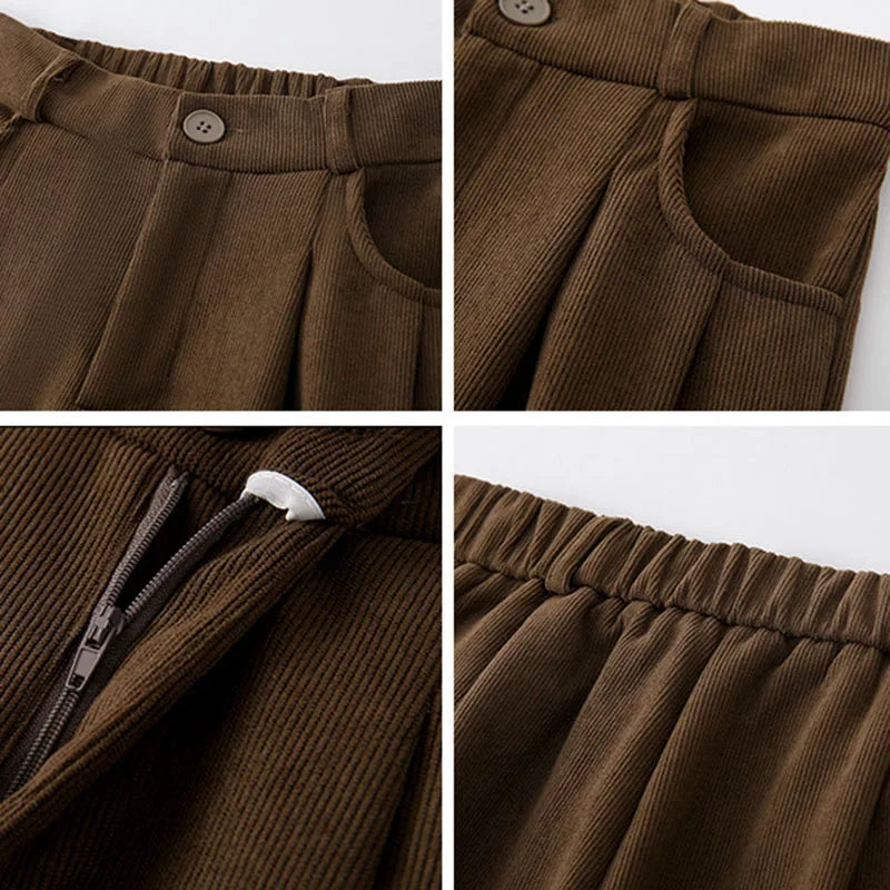 KUYING Womens Corduroy High Waist Wide Leg Pants Autumn Winter