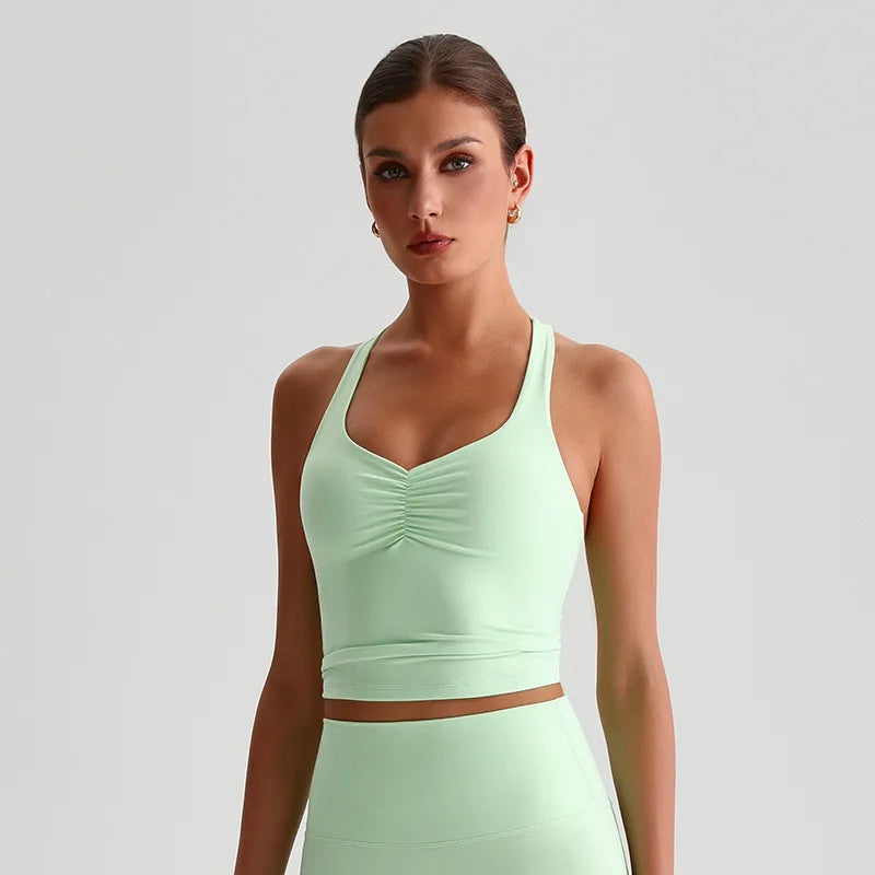 Women Cross Back Sports Bra High Impact Gym Yoga Vest Chest Pad