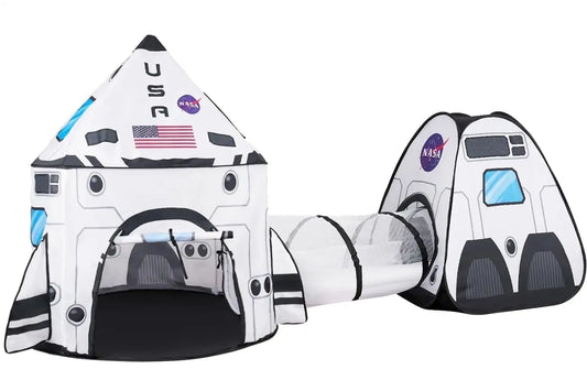 Joyfy Rocket Ship Play Tent Set With Tunnel 3 Piece For Kids
