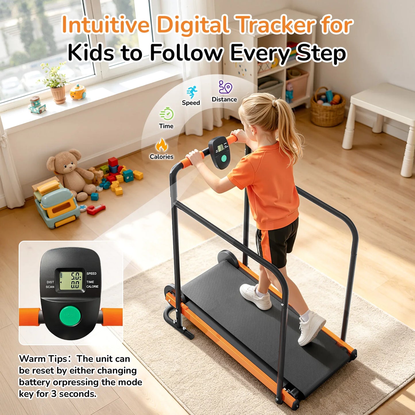 Akluer Kids Non-Electric Self Propelled Walking Pad Treadmill