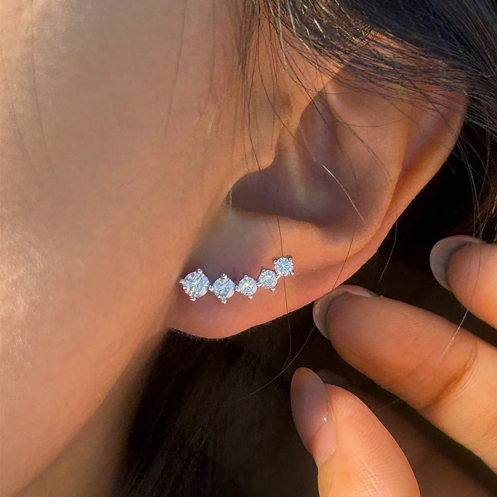 Houtros Moissanite Diamond Stud Earrings GRA Certified 925 Sterling Silver