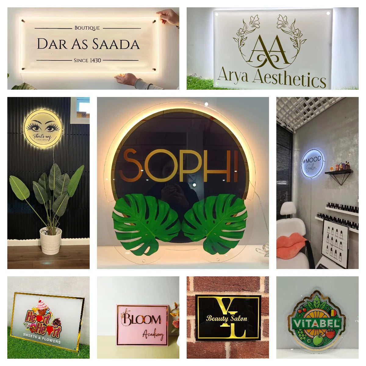 Custom LED Acrylic Neon Signage For Logo Printing For Salons And Offices