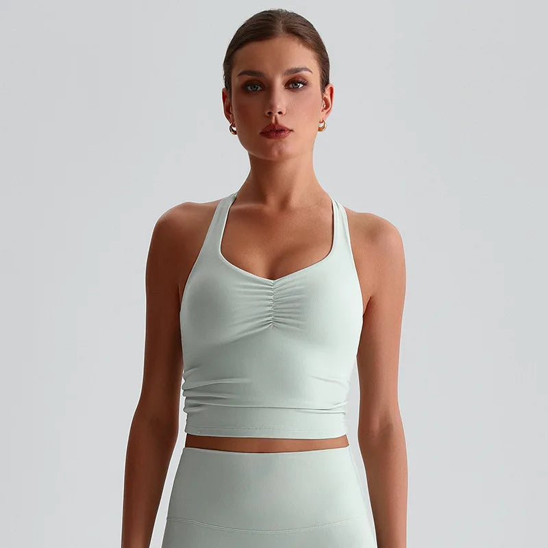 Women Cross Back Sports Bra High Impact Gym Yoga Vest Chest Pad