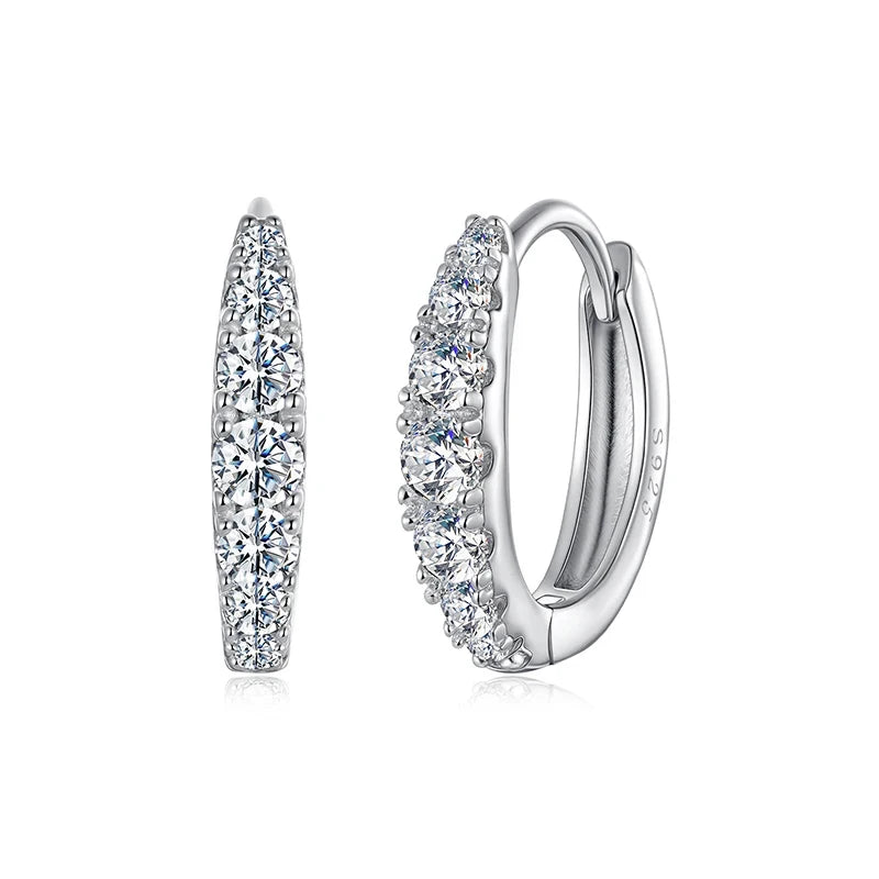 BAMOER Moissanite Huggie Hoop Earrings For Women 925 Sterling Silver
