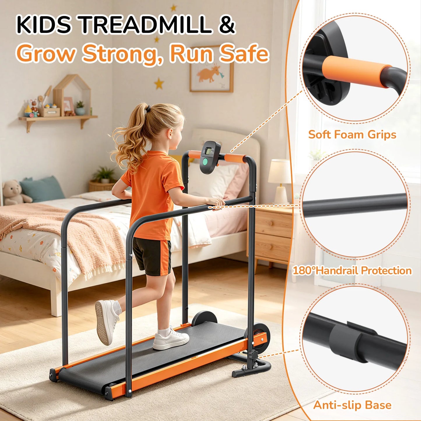 Akluer Kids Non-Electric Self Propelled Walking Pad Treadmill