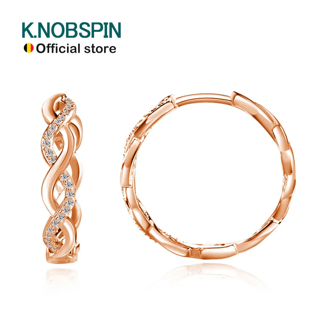 Knobspin GRA Moissanite Hoop Earrings S925 Silver Plated