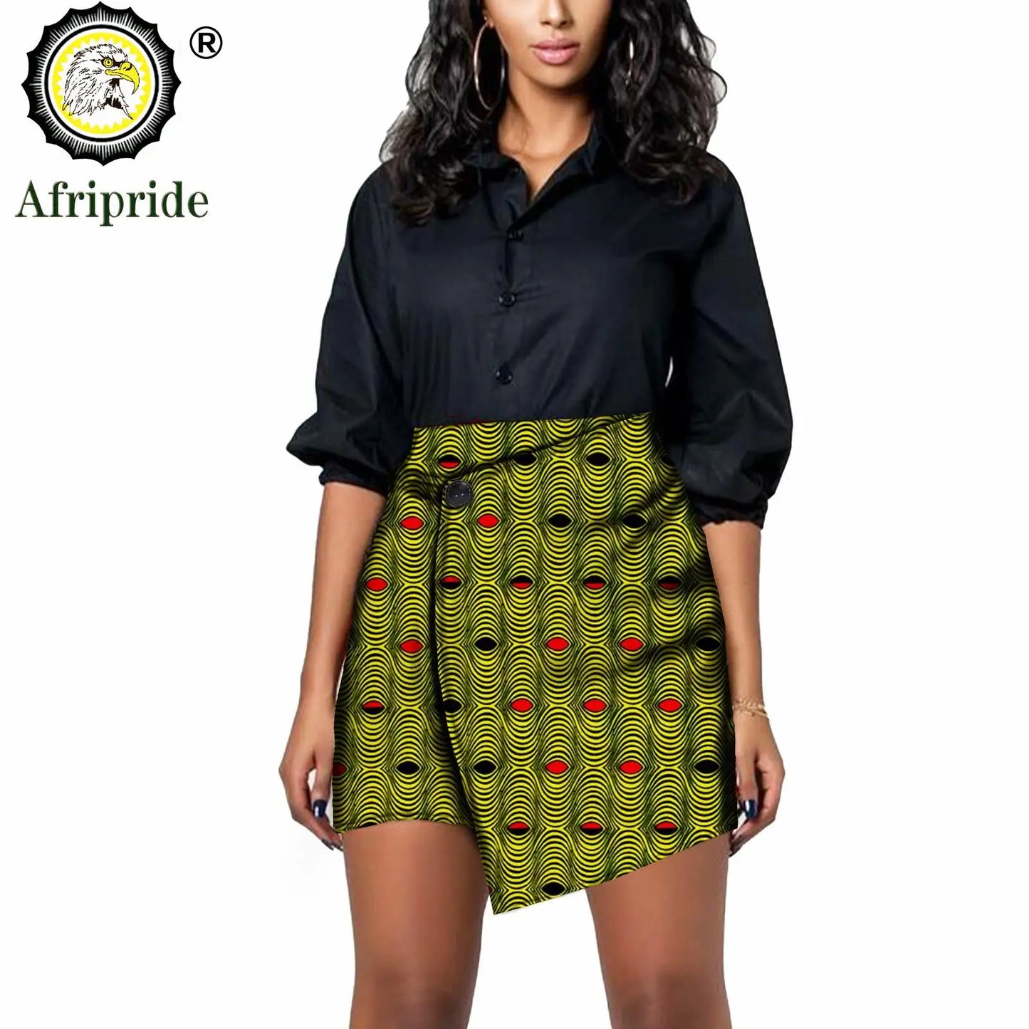 Afripride Women African Print Batik Ruffle Mini Skirt
