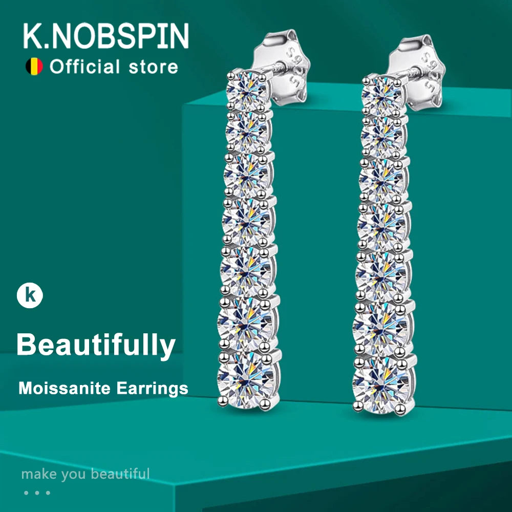 Knobspin Moissanite Stud Earrings D VVS1 GRA S925 Plated