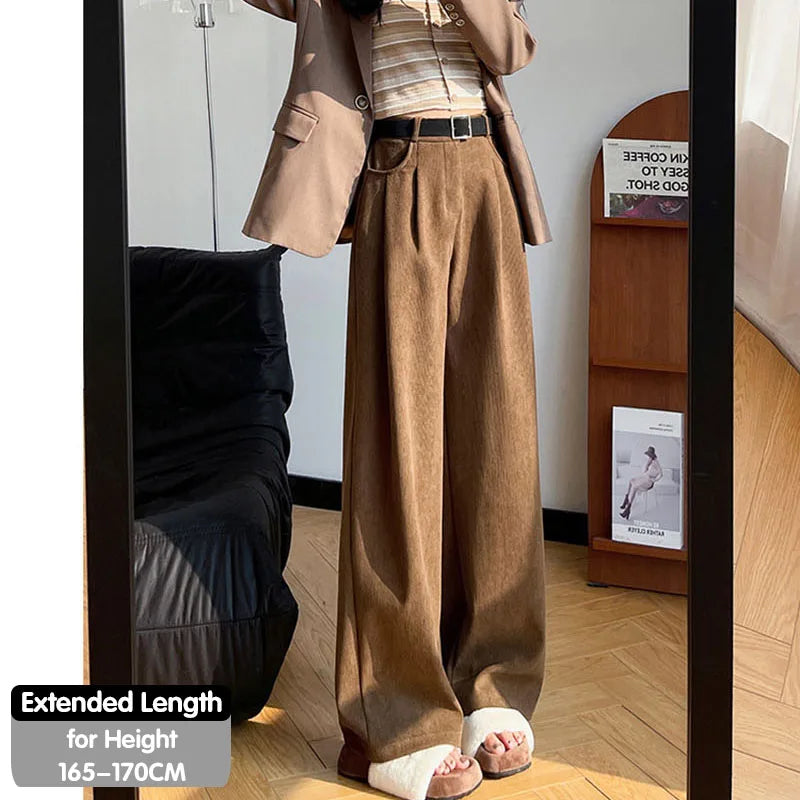 KUYING Womens Corduroy High Waist Wide Leg Pants Autumn Winter