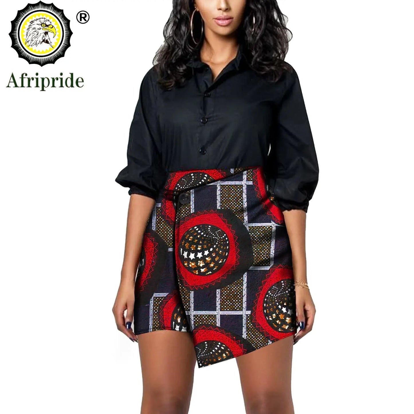 Afripride Women African Print Batik Ruffle Mini Skirt