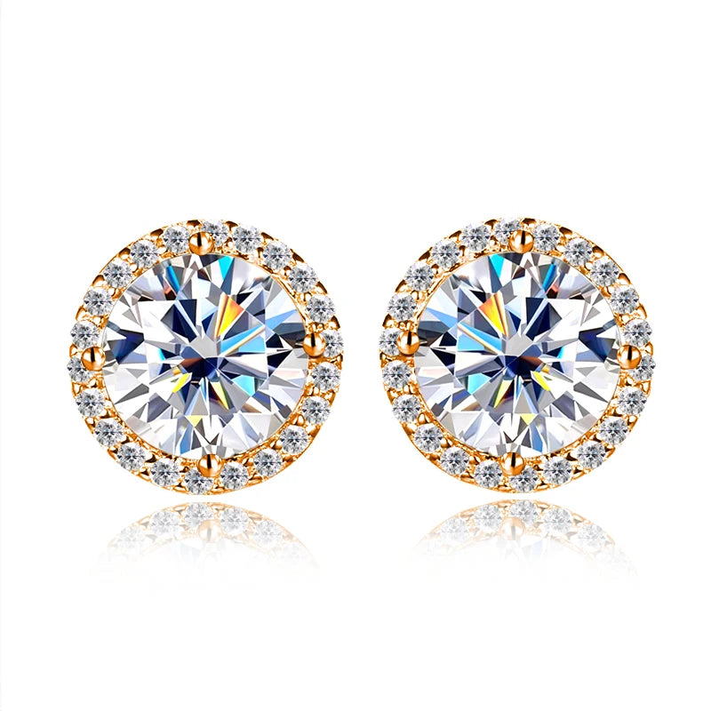 Knobspin Moissanite Stud Earrings GRA Certified Sterling Silver Plated