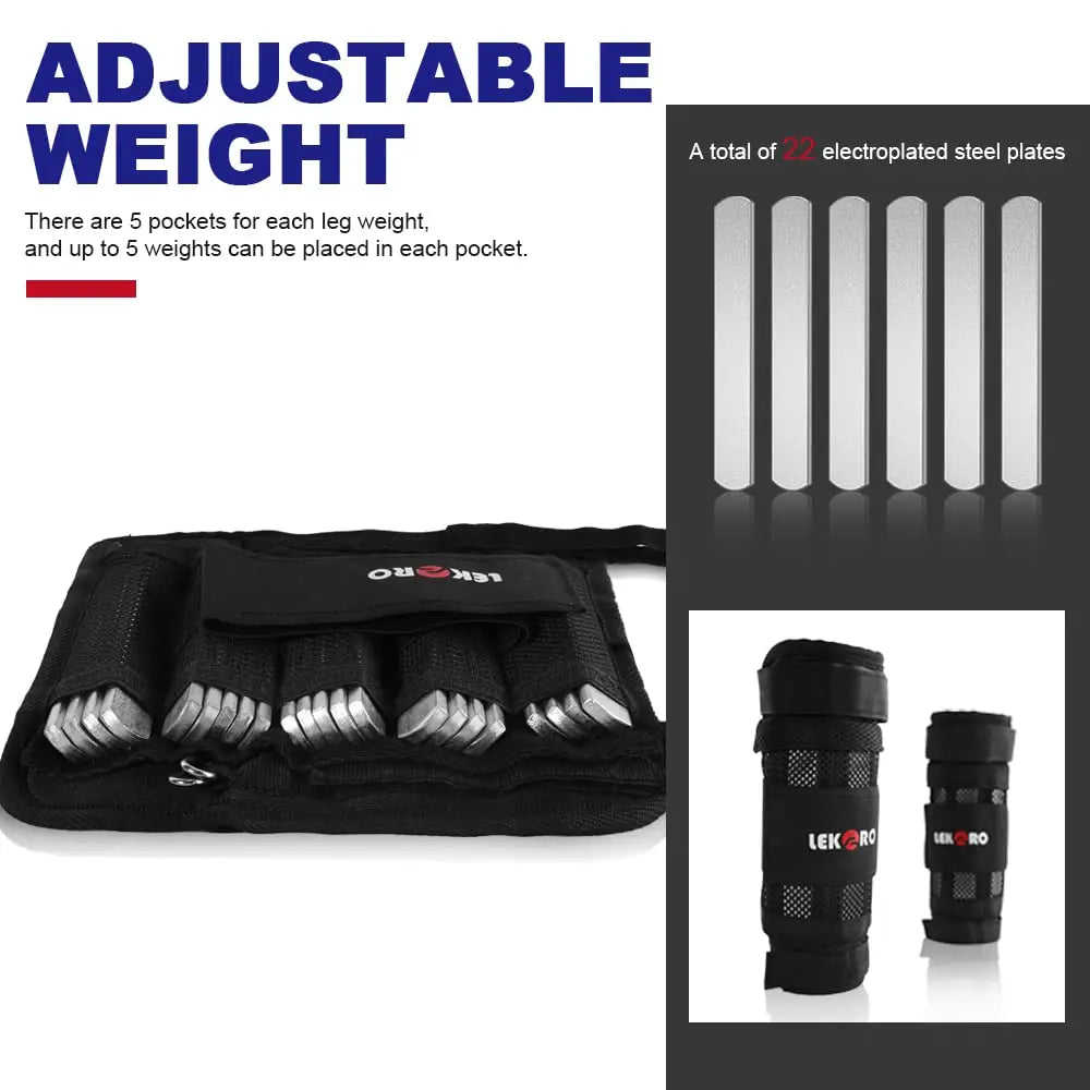 Lekaro Adjustable Ankle Weights With Steel Plate For Fitness