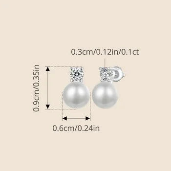 BAMOER U Pearl Moissanite Stud Earrings 925 Sterling Silver