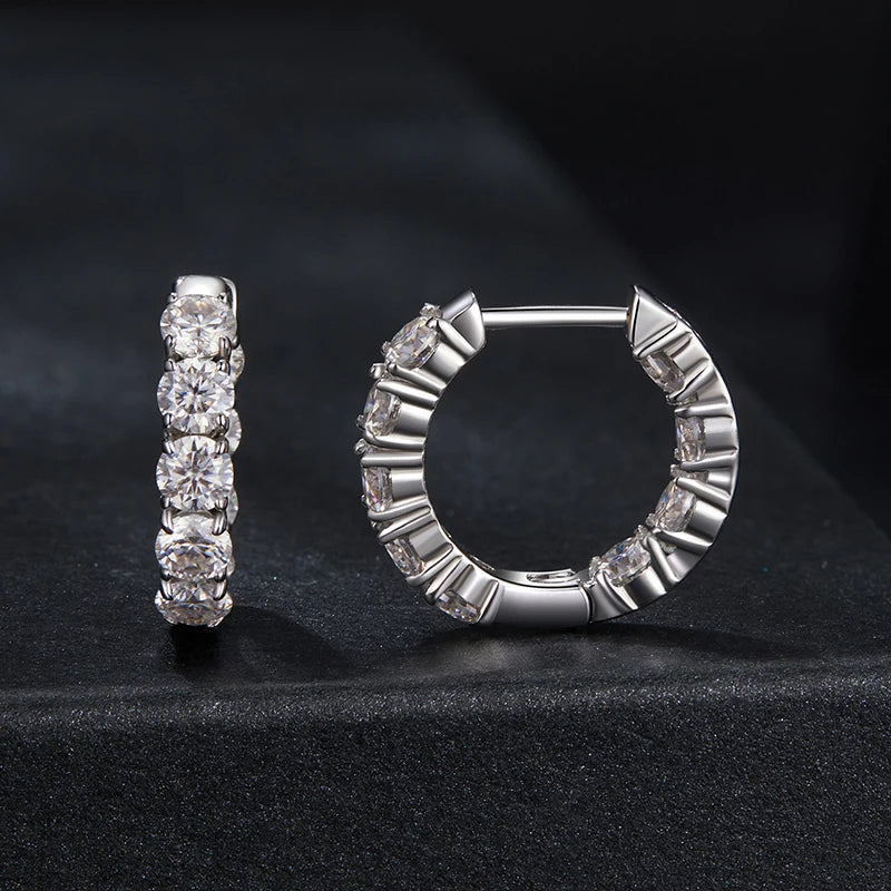 BAMOER U Moissanite Hoop Earrings 925 Sterling Silver