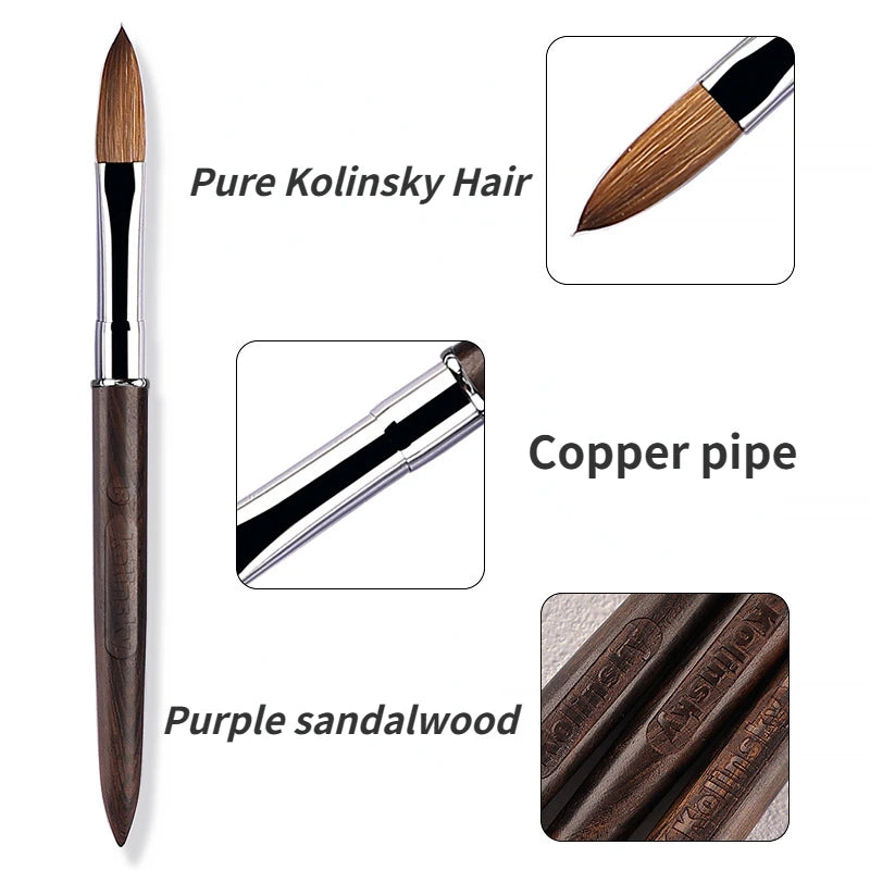 Kolinsky Acrylic Nail Brush With Wooden Handle For Gel Carving